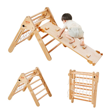 Vevor Pikler Triangle Set Climber 4 In 1, Montessori Foldable Climbing Set, Large Size Toddler Climbing Toys Indoor With Triangl