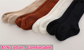 Cecorc Baby Tights - Thick Toddlers Girl Leggings- Cable Knit Cotton Stockings,2T,(1-2 Years, 4 Pack (Black+White+Redbrown+Beige