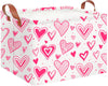 CLOCOR Rectangular Heart Printed Valentines Day Basket Empty, Gift Basket, Waterproof Storage Basket with Handles, Room Decor(B