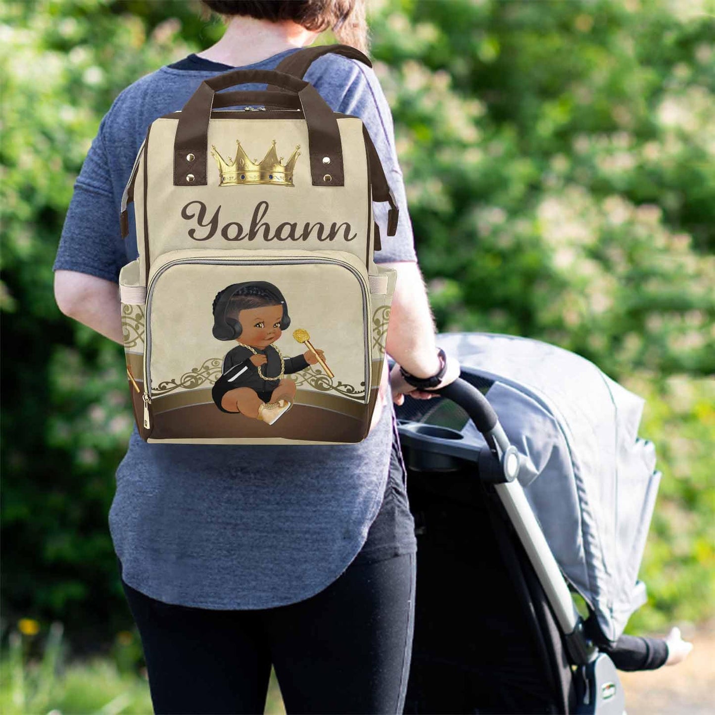 M Yescustom Personalized Name Diaper Bag Backpack, Crown Diaper Baby Bags For Mom & Dad, Portable Travel Back Pack Baby Shower G