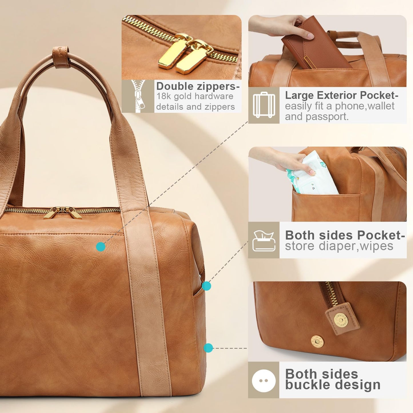 miss fong Diaper Bag Tote, Baby Bag,Leather Diaper Bag,Baby Tote Bag with 9 Diaper Bag Organizer,with Small Purse and Shoulder S