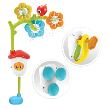 Yookidoo Baby Bath Mobile - Spinning Flowers And Swiveling Fountain For Newborn And Toddler Bath Time Sensory Development (Tub N