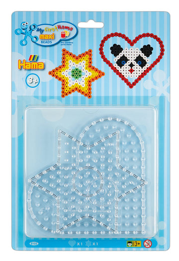 Hama - Blister Pack of 2 Plates: Heart and Star for Ironing Beads Size Maxi - Creative Activities 8105 Transparent