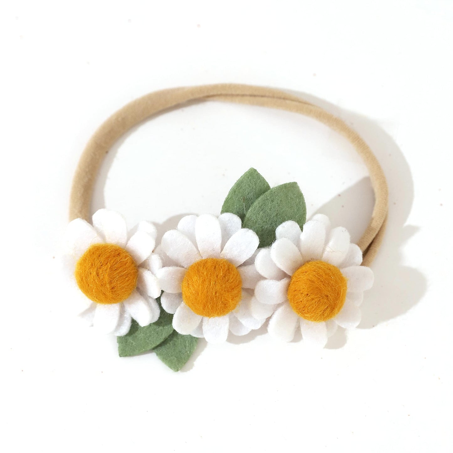 Felt Daisy Baby Headband- Two Groovy And Wild One Party Accessories, Woodland Baby Headbands, New Born Shooting Props, Half Birt
