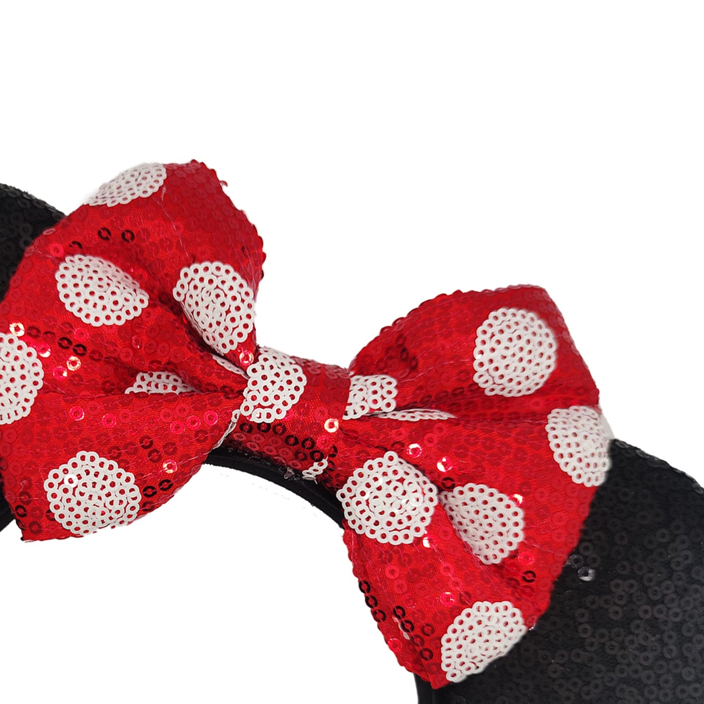 Mado Mouse Ears Headband, Princess Dress Up Hair Accessory For Women Girls, Black And Red Dots