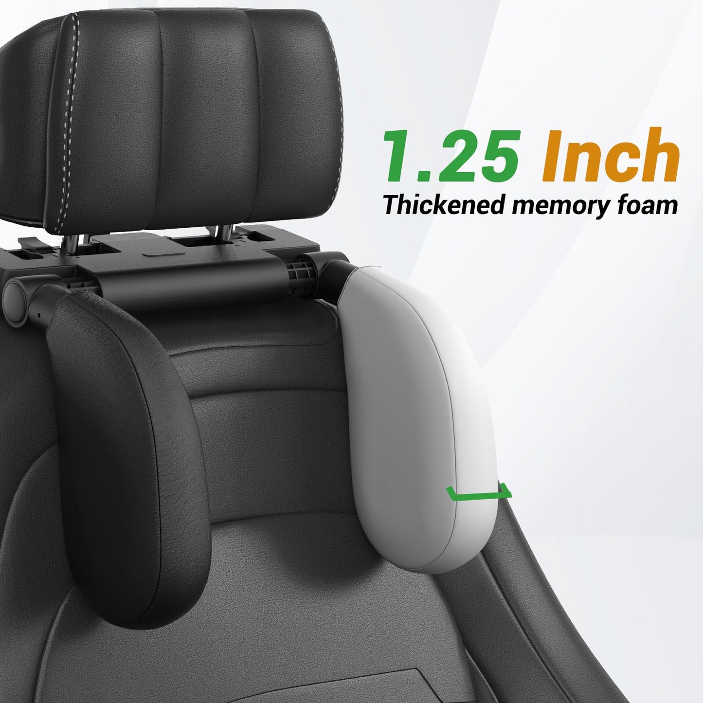 Zorunowa Car Headrest Pillow,Thickened Memory Foam Road Pal Headrest,Neck Support Pillow,180 Adjustable Car Headrest,Travel Car