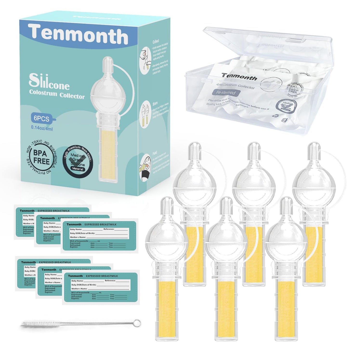 Colostrum Collector Kit Tenmonth Breast Milk Collector With Storage Case Set, Portable Colostrum Container Ready-To-Use, Bpa Fre