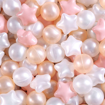Realhaha Ball Pit Balls 50 PCS, Star Shapes for Babies Kids Playpen Plastic Balls for Babies Ball Pool Puppy Playballs, Pink Gol
