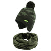 Knitted Baby Hat Scarf Set Winter Warm Boys Girls Beanie Fleece Lining Toddler Kids Hat With Pompom (Olive Green(Hat+Scarf), 2-4