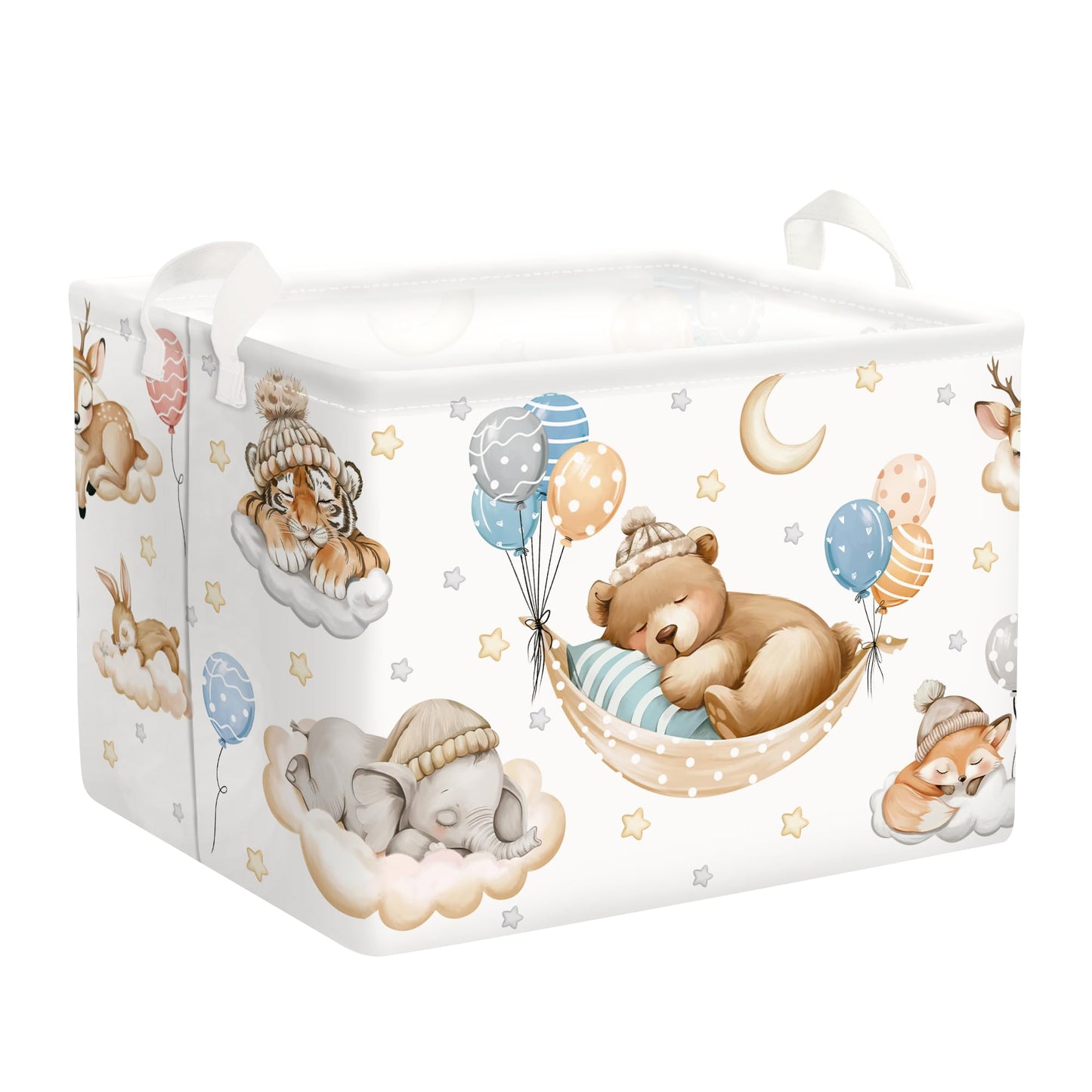 HUUMONSS Sleeping Animals Baby Laundry Hamper Collapsible Clothes Kids Storage Basket Large Boys Girls Gift Toy Box Bin for Nurs