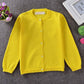 Gsvibk Girls Cardigan Long Sleeve Crewneck Cardigans Solid Knit Button Sweater Cardigan Baby Girl 5-6Y Yellow 6112