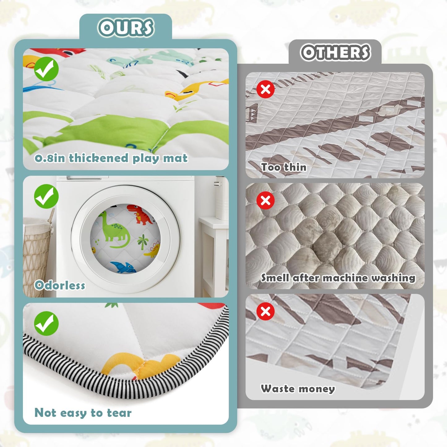 Palopalo Thicken Foam Baby Play Mat For Floor, 50X50 Inch Play Mat For Playpen, Soft Padding Playmats For Babies, Toddlers And I