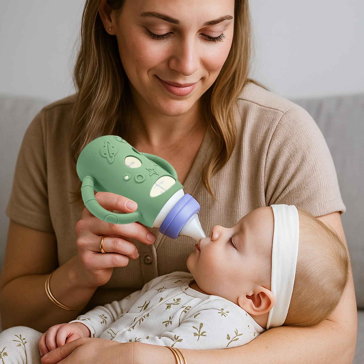 BUSOHA 3 Pack Silicone Sleeves for Lansinoh Glass Baby Bottles - Wide Neck Baby Bottles Sleeves for Lansinoh Bottles Baby Anti-C