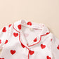 Qiylii Toddler Kids Baby Girl Satin Pajamas Set, Heart Print Valentine'S Day Silk Pajamas Sleepwear 2Pc Valentine Satin Pjs (5T,