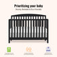 Dream On Me Jpma & Greenguard Gold Certified Odelle 5 In 1 Convertible Crib In Matte Black, Built Of Sustainable Pinewood, 3 Mat