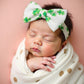 Qfv St.Patrick'S Day Baby Girl Bows Newborn Headband Infant Big Bows For Birthday/Baby Shower/Photography/Baby Gifts (Green & Fo