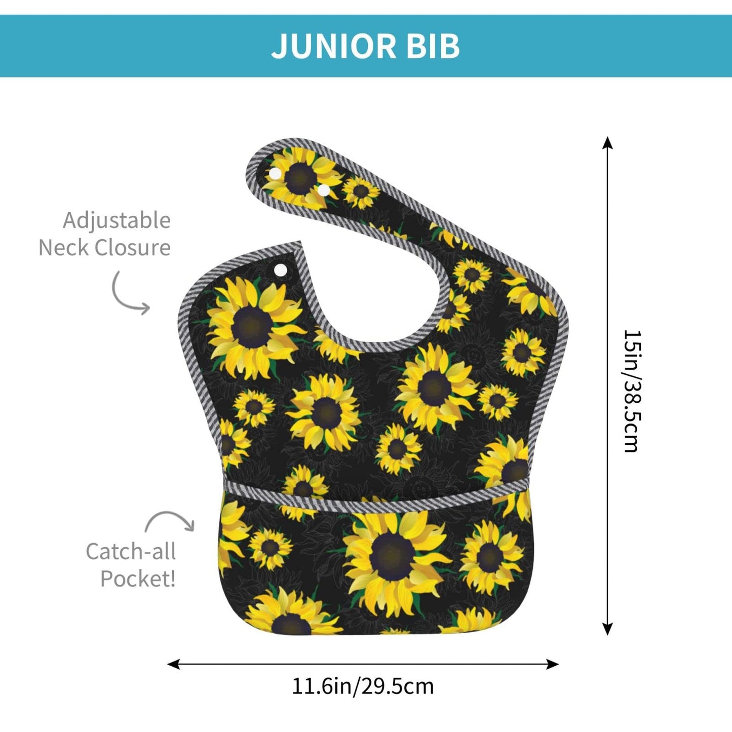 Qwalnely Sunflower Baby Stuff Baby Bibs 2Packs For 6-24 Months Waterproof Washable Fabric (Sunflower)