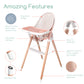Children Of Design Classic Non-Reclinable 6 In 1 Wooden High Chair - Pink