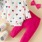 Fullfamous Baby Girl Clothes Gifts Outfits,Fall Winter Long Sleeve Romper And Pant Set Raspberry Heart 18-24 Months