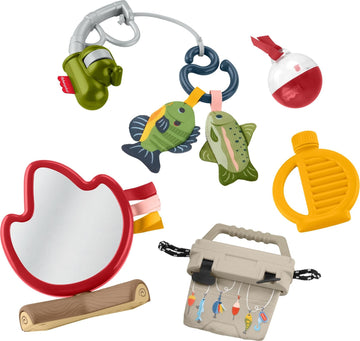 Fisher-Price Baby Toys Mini Me Moments Camp & Crinkle Set, 7-Piece Fishing & Hiking Sensory Activities for Newborn Play Ages 3+ 