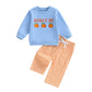 JLKGICF Toddler Boys Halloween Outfits Pumpkin Letter Sweatshirts Long Pants Toddler Fall Clothes 6 12 18 24 Months 2T 3T (Blue,