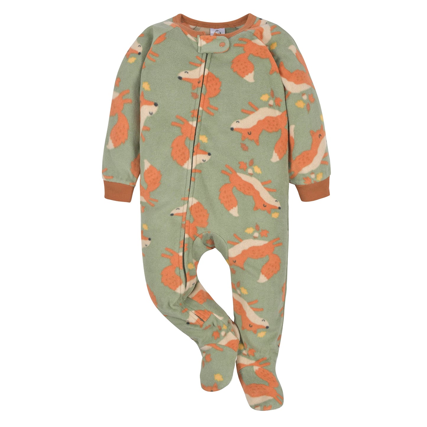 Gerber Baby Boys Toddler Loose Fit Flame Resistant Fleece Footed Pajamas 2-Pack, Fox Green, 5T