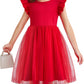 Flypigs Girl Dresses Toddler Flutter Tutu Dress Formal Red Valentine Christmas Birthday Party Tulle Dress For 2 Years