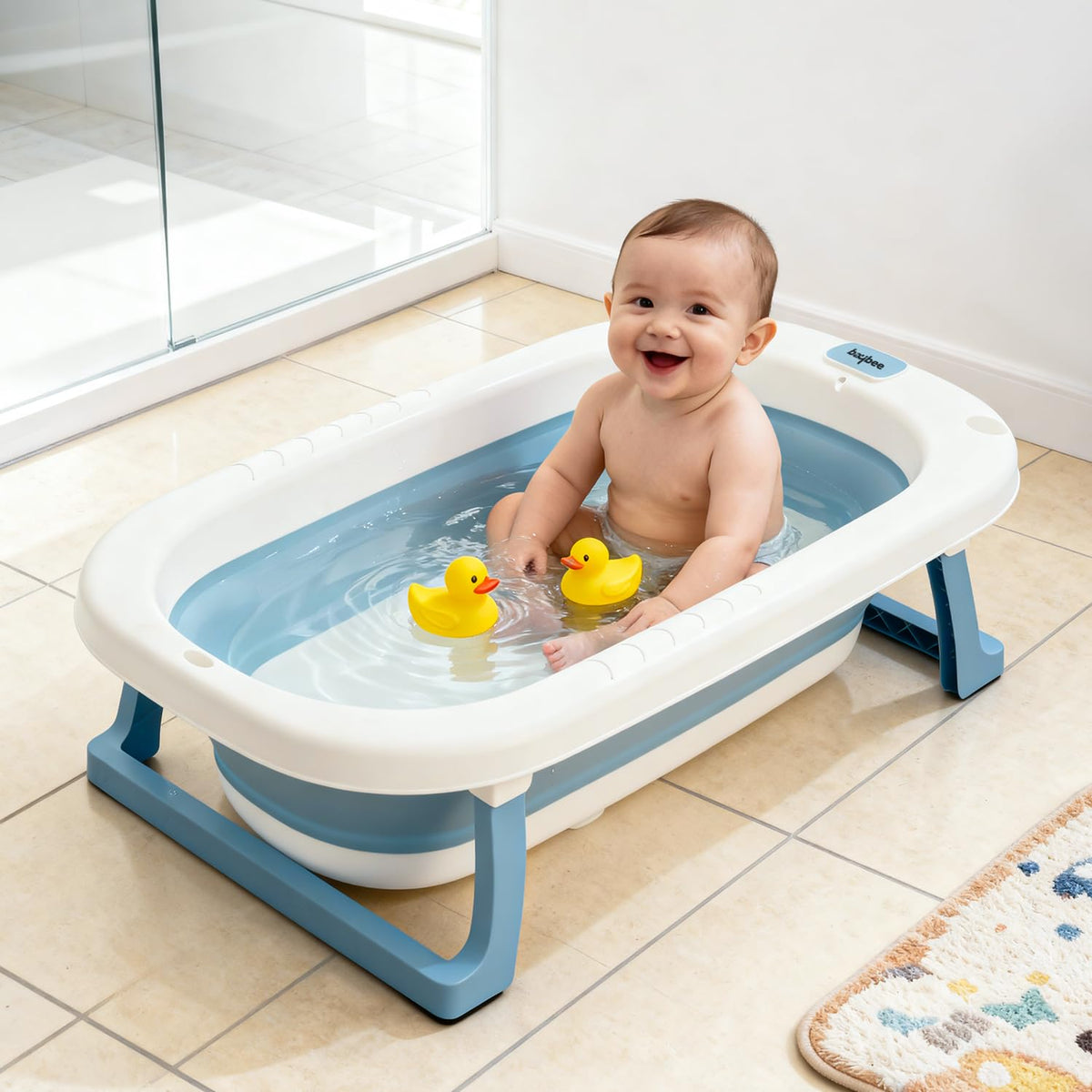 Baybee Jolly Kids Bath Tub For Baby 0 To 5 Years Foldable Baby Bathtub For Kids With Anti Skid Base & Drainer, Mini Swimming Poo