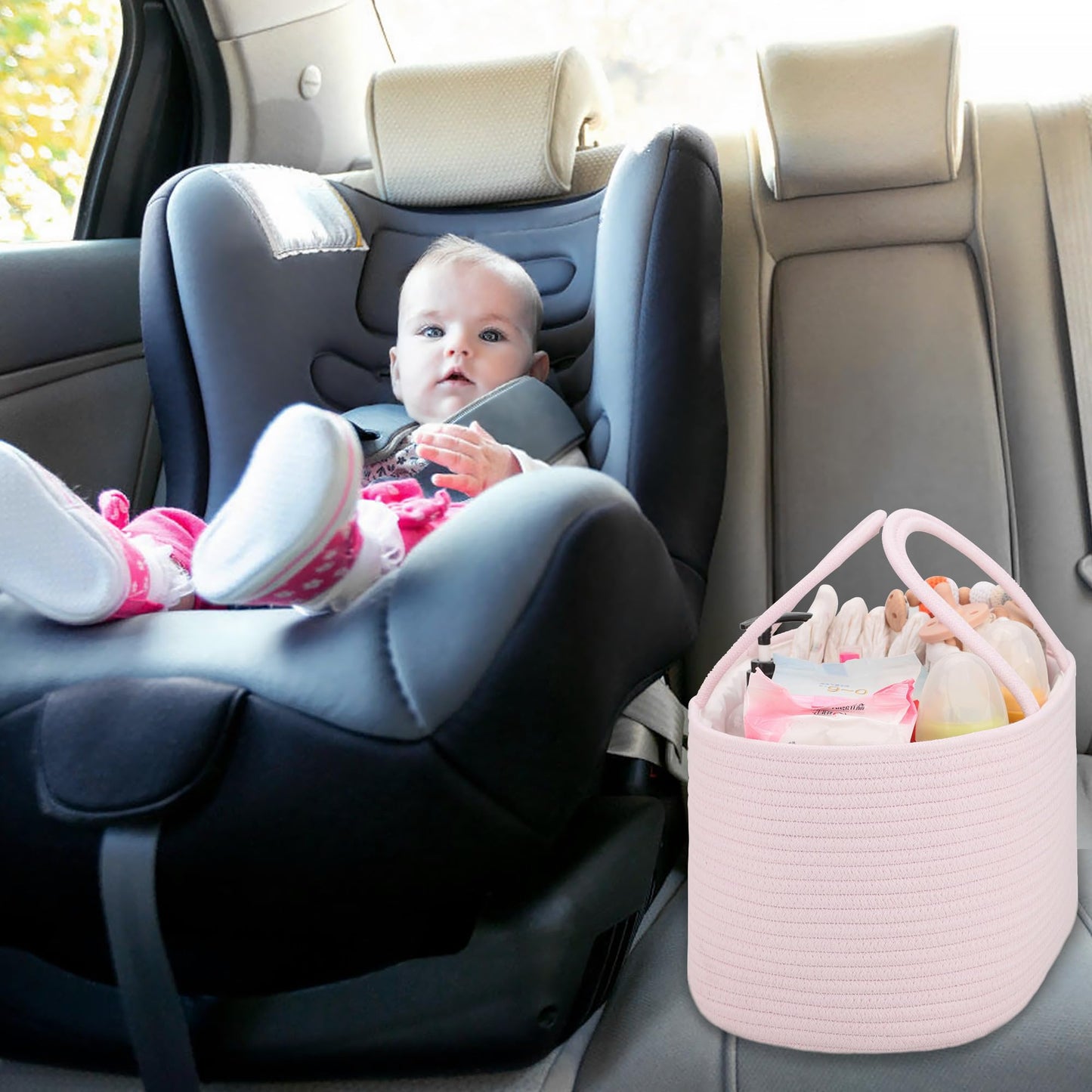 Comse Baby Diaper Caddy Organizer, Diaper Basket, Baby Car Organizer, Diaper Change Organizer, Gift Baskets Empty, Baby Shower G