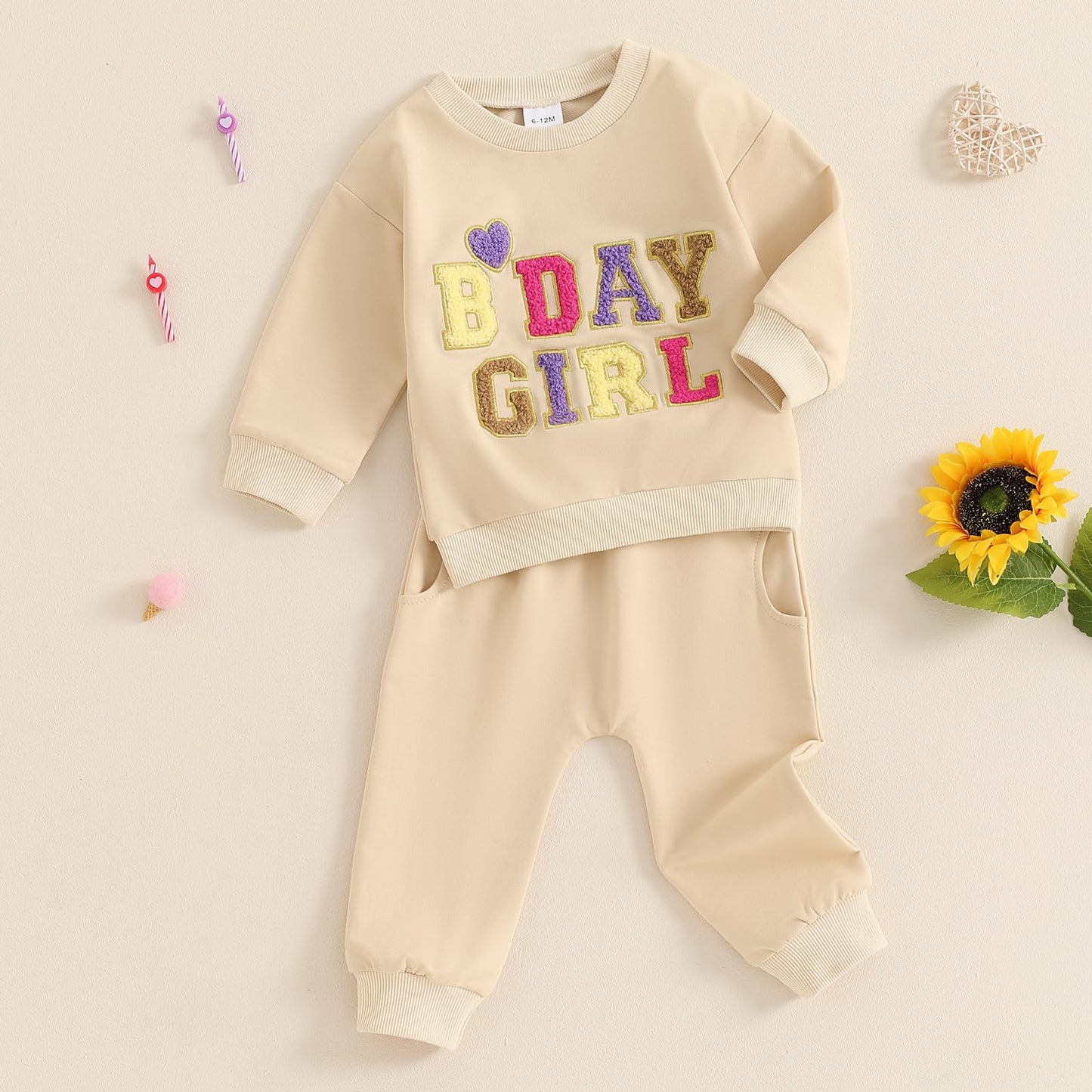 Beqeuewll Baby Girl Clothes Fall Winter Outfits Long Sleeve Sweatsuit Letter Sweatshirt Pants Toddler Birthday Girls Outfit (Bir