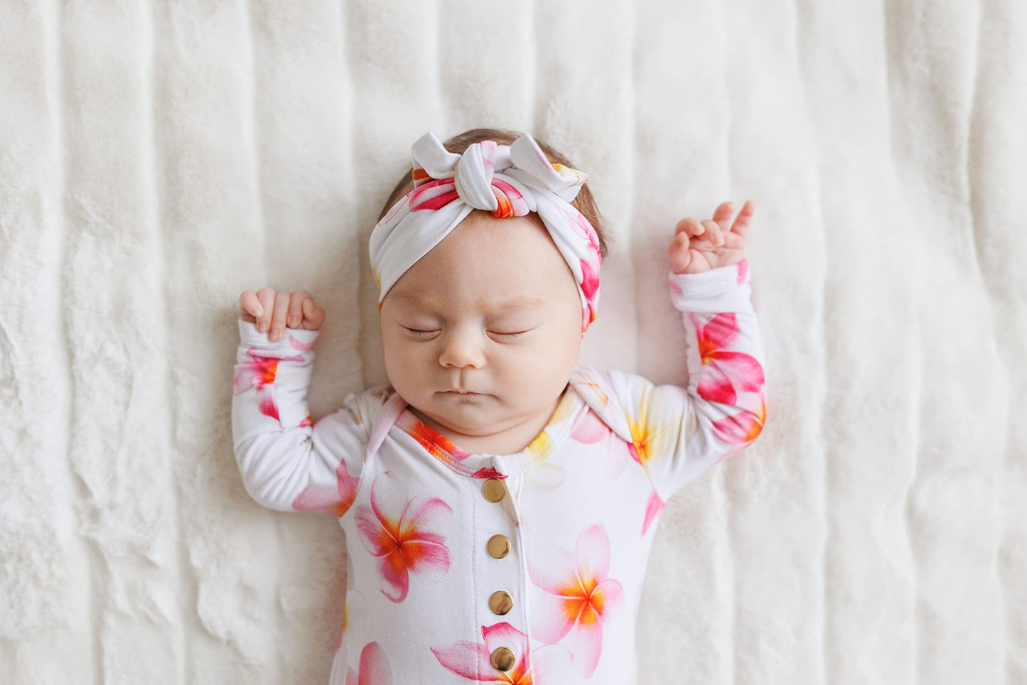 Florida Kid Co. Plumeria Ultra Soft Newborn Headband Bow, Viscose From Bamboo With Spandex Stretchy Material