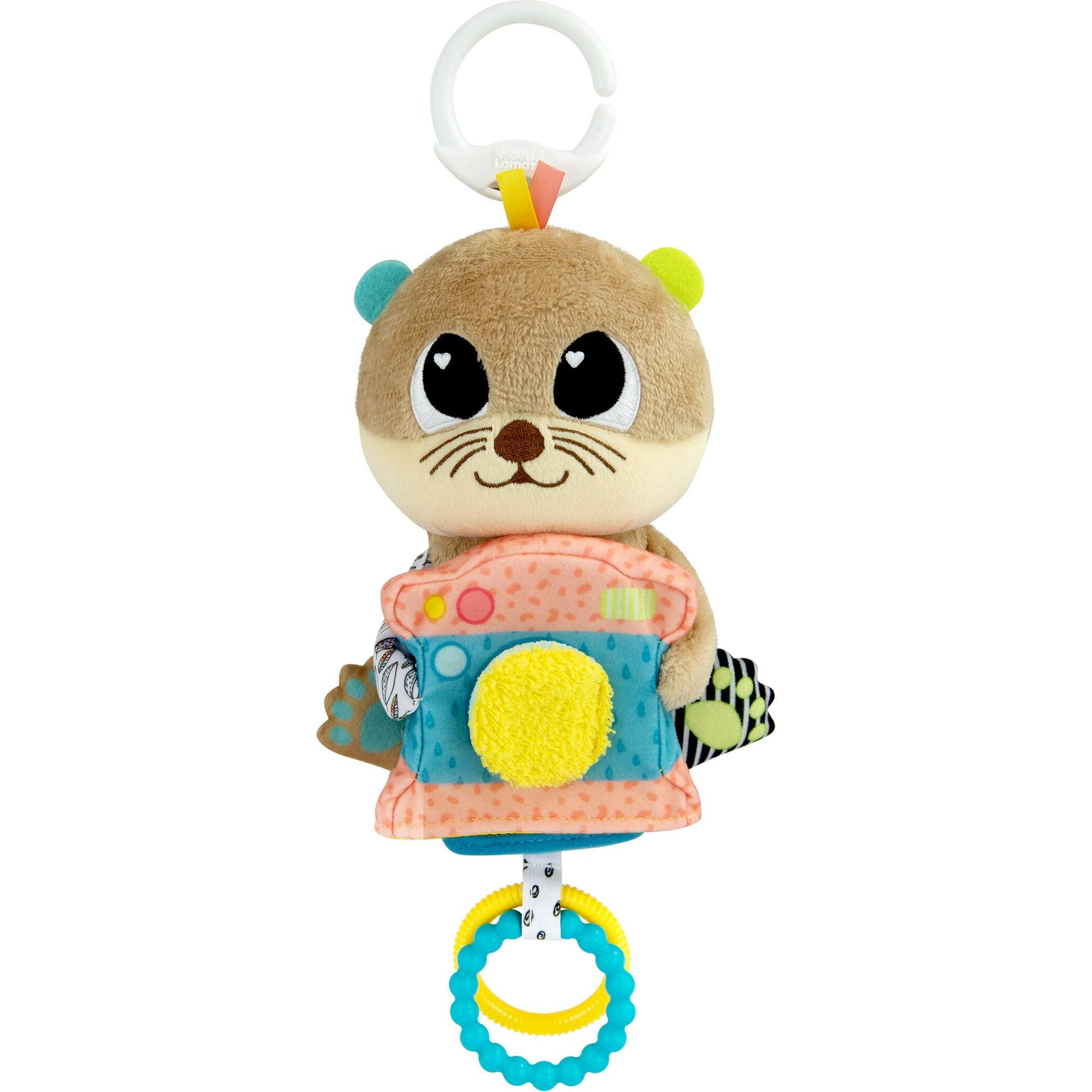 LAMAZE Arty Says Cheese Clip On Stroller Toy - Baby Sensory Toys with Crinkle and Squeak Sounds - Includes Clip for On-The-Go St