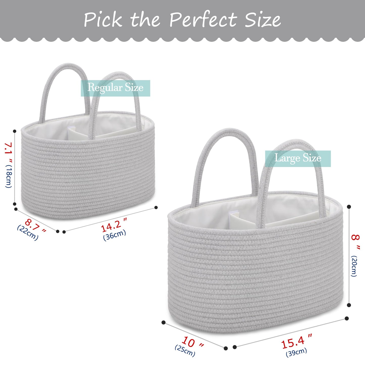 Comse Baby Diaper Caddy Organizer, Diaper Basket, Baby Car Organizer, Diaper Change Organizer, Portable Tote Bag With Divider, G