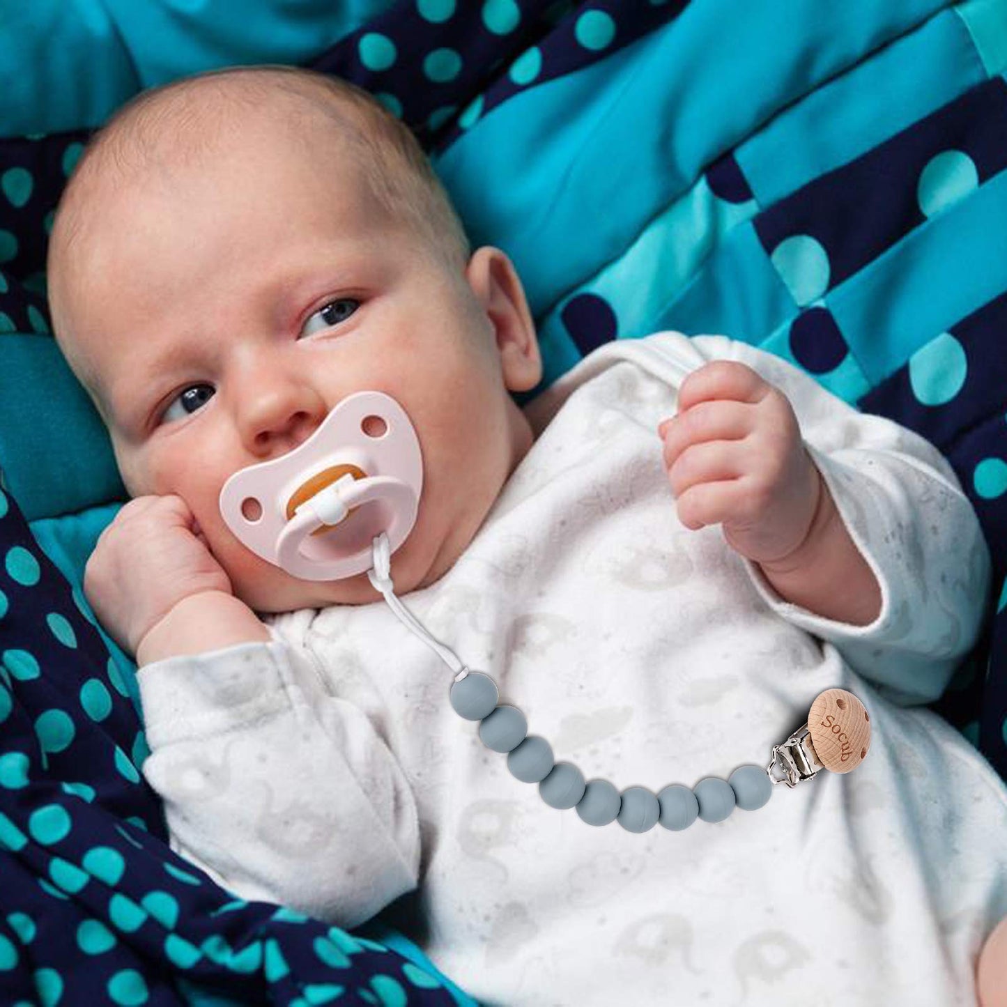 Socub Silicone Baby Pacifier Clip, Pacifier Holder Fit Any Brand Pacifier, Bpa Free, Best Newborn Shower Gift For Boy And Girl (