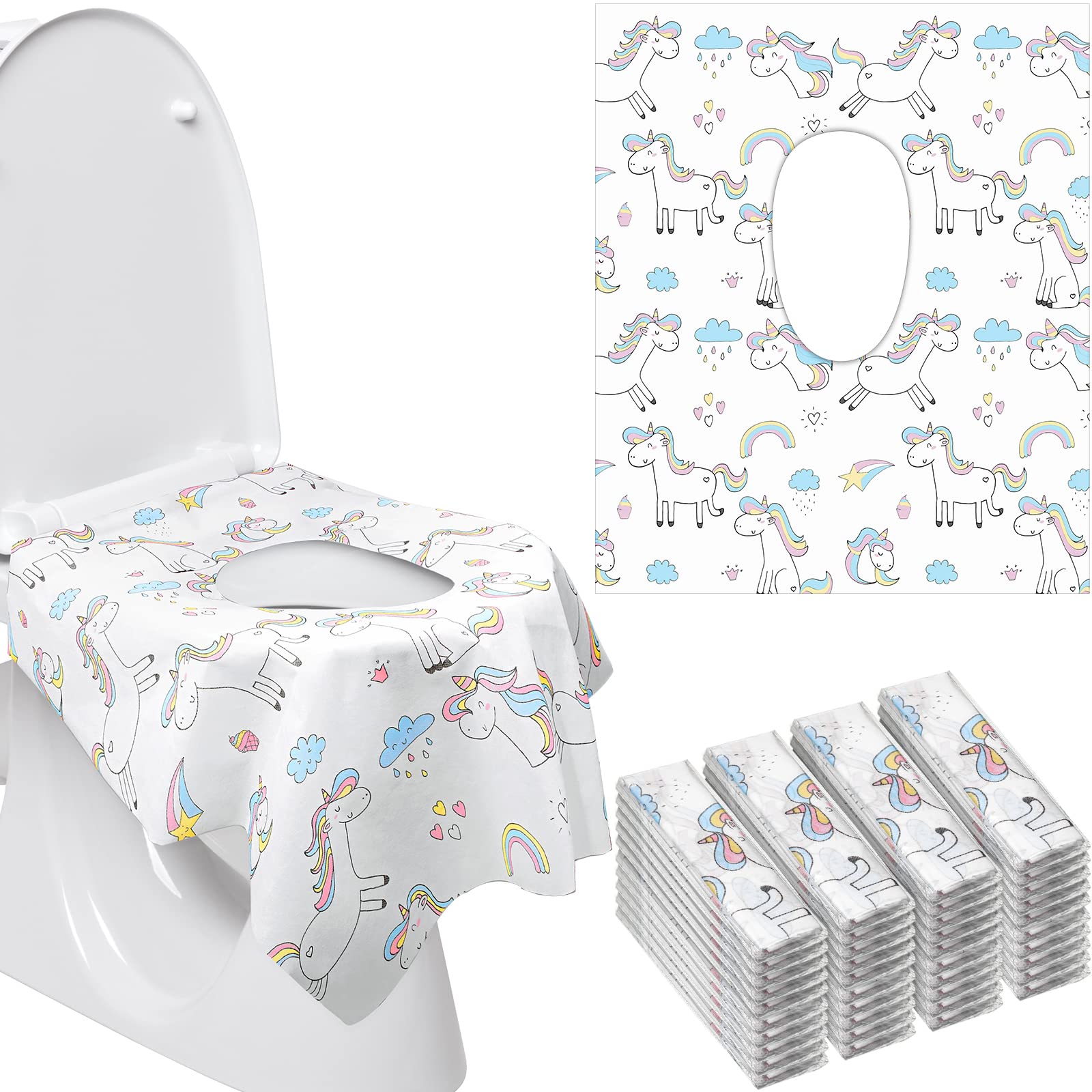 Mimorou 40 Pack Disposable Toilet Seat Covers for Kid Toddler Adults Extra Large Individually Wrapped Portable Paper Potty Seat 