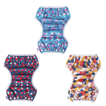 Alvababy 3 Pack Swim Diapers, Baby/Toddler/Infant Snap Adjustable Reusable Swimming Diaper Baby Gift For Boy And Girl Small 3Swy