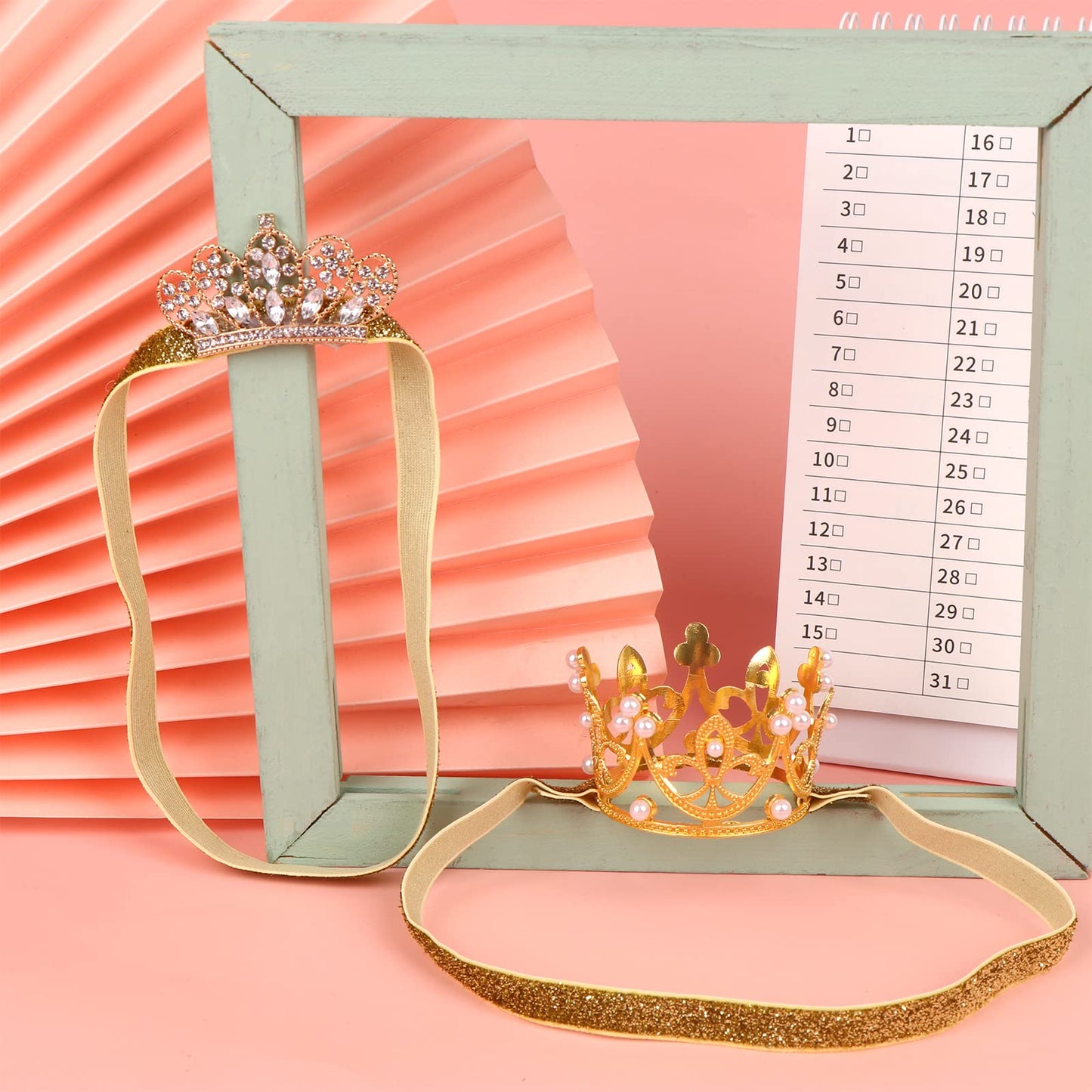 Gold Baby Crown Baby Tiara Baby Crown Headband Crystal Crown Hair Belt For Little Girl Infant Princess Tiaras Birthday Elastic H