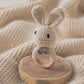 Youuys Wooden Baby Rattle Toys, Easter Bunny Rattle for Baby Crochet Bunny Rattle Toy Natural Wood, Shaker Rattle for Hand Grips