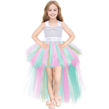Rainbow Tutu Dress For Girls Tulle Dresses Unicorn Halloween Fairy Dress For Kids Toddler Little Girl Birthday Party Outfit Prom