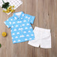 Visgogo Toddler Baby Boy Flamingo Short Sleeve Button Down Shirt & Casual Shorts Set Summer Outfits 1-6 Years Clothes