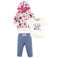 Touched By Nature Baby Organic Cotton Hoodie, Bodysuit Or Tee Top, And Pant, Garden Floral Toddler, 4 Toddler