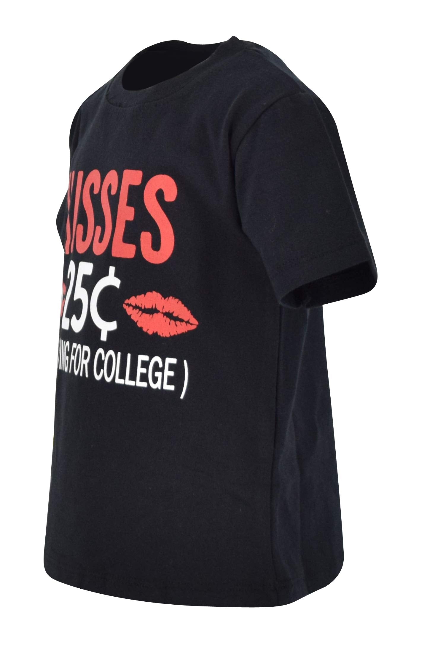 Unique Baby Boys Toddler 25 Cent Kisses Valentines Day Shirt Outfit (10 Years) Black