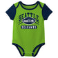 Outerstuff Nfl Newborn Baby And Infant Short Sleeve Bodysuit Variety 3-Pack - Seattle Seahawks, 6-9M