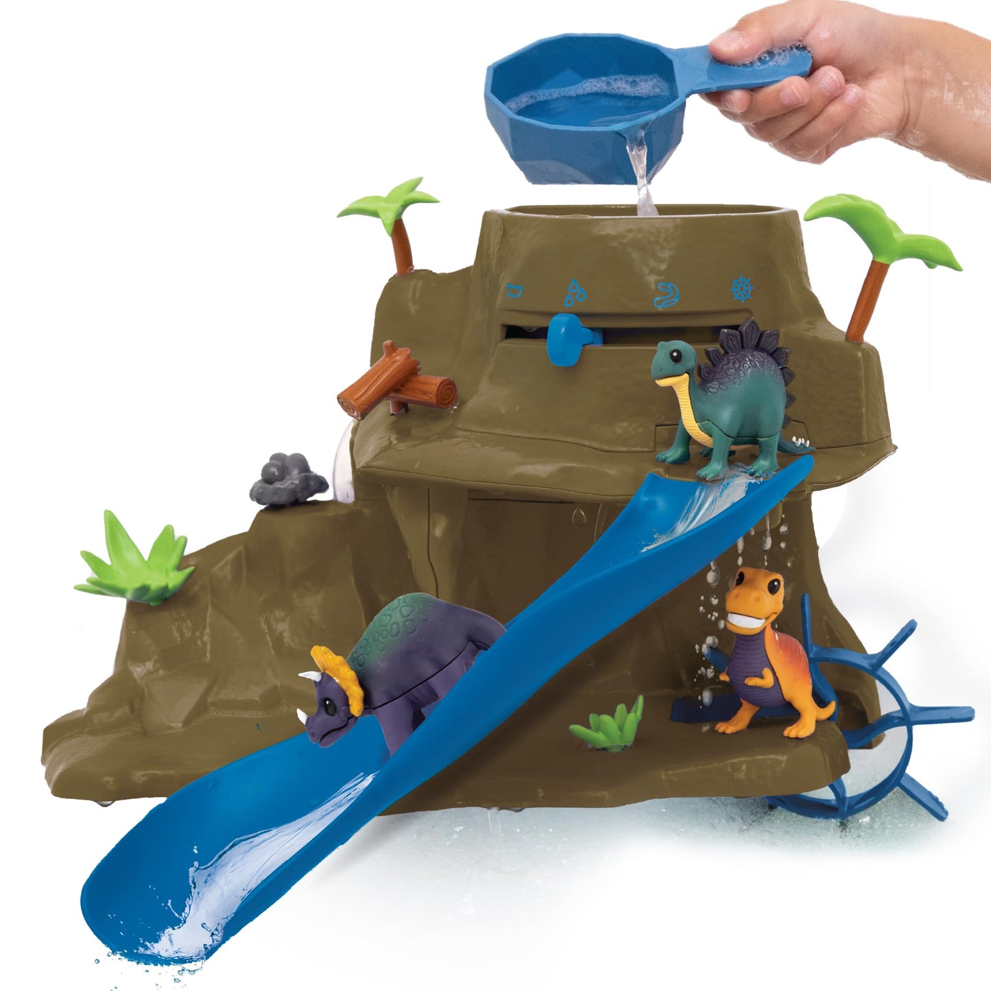MindWare Dinosaur Color Splash Water Park Bathtub Playset - Interactive Bath Toys with Color Changing Dinosaur Figures - Gift fo