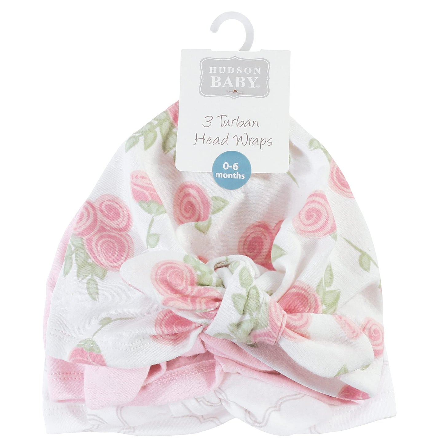 Hudson Baby Unisex Baby Turban Cotton Headwraps Headband, Rose, One Size Us