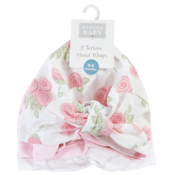 Hudson Baby Unisex Baby Turban Cotton Headwraps Headband, Rose, One Size Us