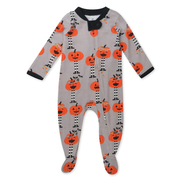Honestbaby Baby Celebration Sleep & Play Footed One-Piece Pajama Sleeper 100% Organic Cotton, Pippi Long Pumpkin, 6-9 Months