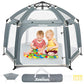 Zooawa Pop Up Playpen For Baby, Portable Playpen For Babies And Toddlers With Removable Sun-Shades& 2 Side Uv Covers, Lightweigh