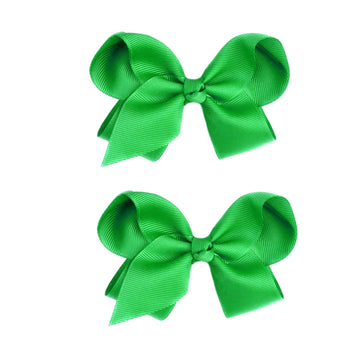 2 PCS 3inchs Hair Bows for Girls Grosgrain Ribbon Hair Bow Alligator Clips Hair Accessories for Baby Girls Toddlers(Green)