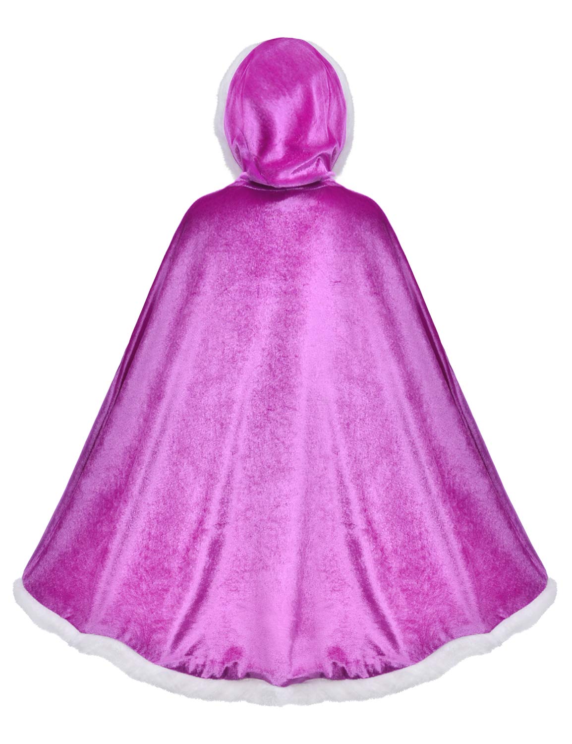 Fur Princess Costume Cape Fur Hooded Cloaks For Little Girls Dress Up Purple 4-5 Years(120Cm)